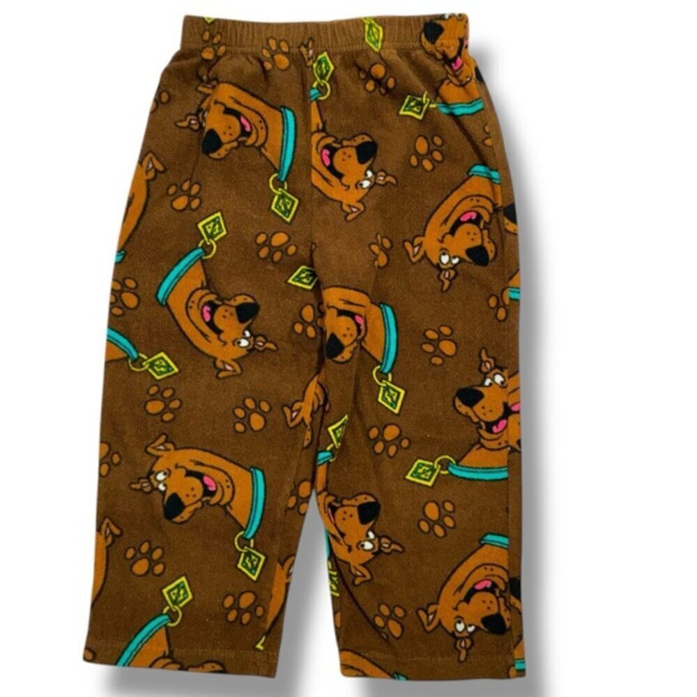 Scooby-Doo Fleece Pajama Pant Brown Multicolor Cartoon Print Unisex Toddler 4T - Picture 12 of 12